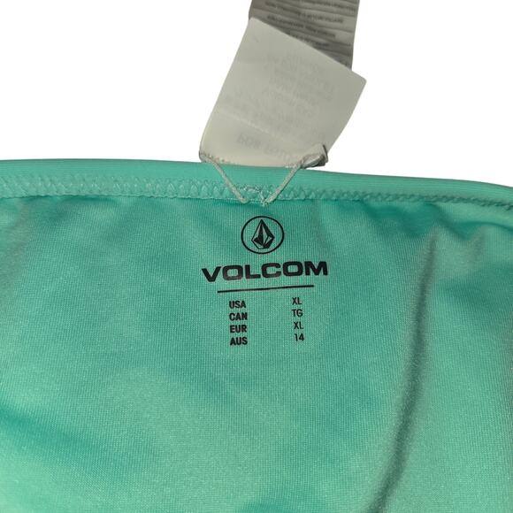 Volcom Womens XL Swimsuit Bikini Bottoms Simply Solid Full Carvico Green Teal - Picture 2 of 14